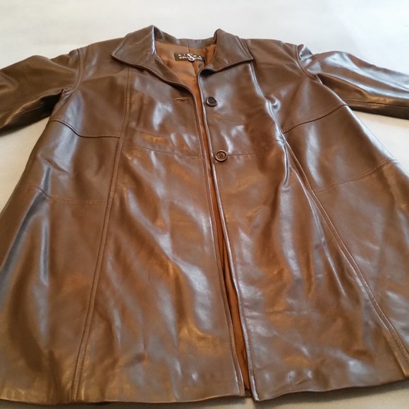 SIENA COLLECTION LEATHER COAT - BROWN - Picture 3 of 3